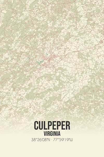 Carte ancienne de Culpeper (Virginie), USA. par Affiches de lieux