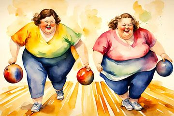 2 sociable ladies at the bowling alley by De gezellige Dames