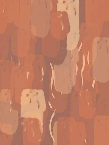 Abstracte penseelstreken in terracotta.