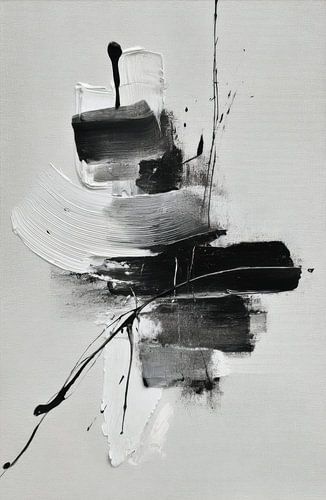 Peinture abstraite - Noir et blanc puissant et minimaliste sur Joriali Art abstrait