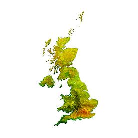 Groot Brittannië | Landkaart Aquarel van WereldkaartenShop