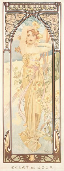 Tijden van de Dag: Helderheid van de Dag - Art Nouveau Schilderij Mucha Jugendstil van Alphonse Mucha
