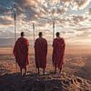 Portrait de Masai dans une vallée africaine au lever du soleil sur Sander Hupkes