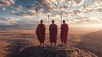 Masai portrait in African valley at sunrise