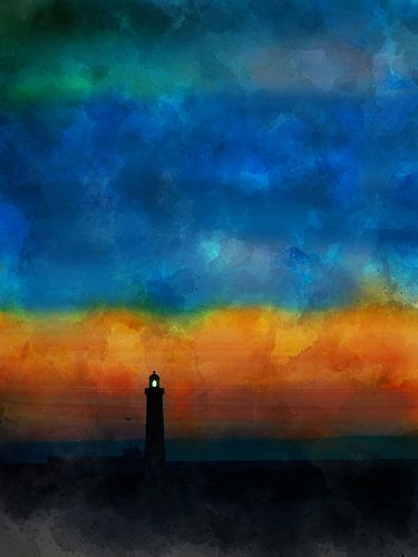 Lighthouse at sunset North Sea