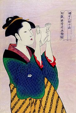 Een traditionele Japanse Ukiyo-e illustratie van een Japanse vrouw van Dina Dankers