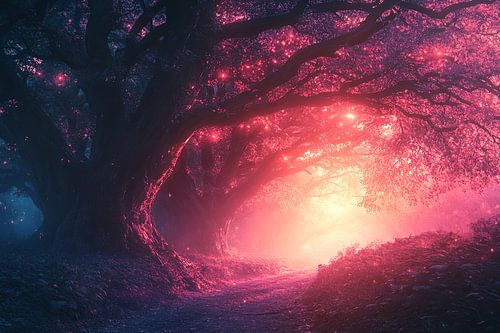 schilderachtig mystiek licht in het bos
