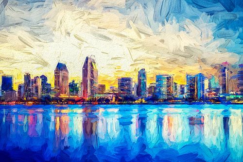 San Diego Skyline Levendige kleuren
