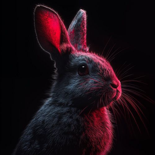 Konijn portret in roze licht