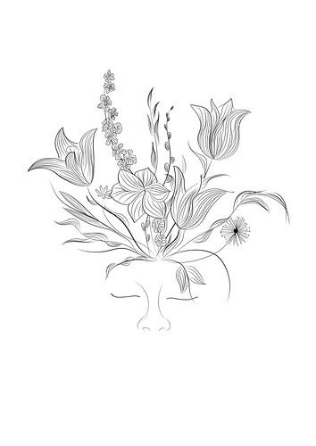 Flower power - bloemen - planten - zwart wit - portret
