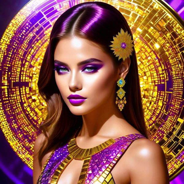 Schönheit in strahlender Lila und Gold Eleganz von A.D. Digital ART