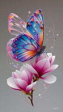vlinder op bloem van Gelissen Artworks