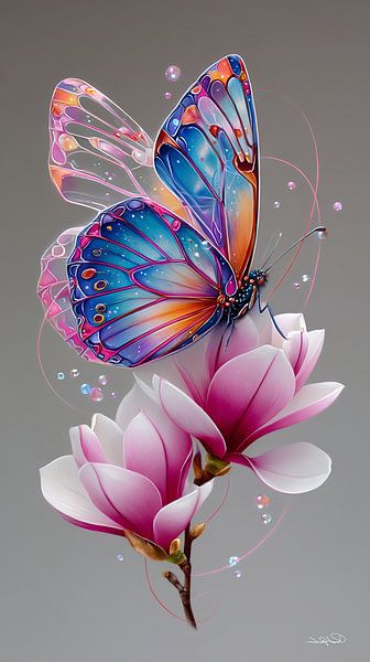 vlinder op bloem van Gelissen Artworks