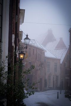 Deventer Bergkwartier in de mist van Framed by Elisabeth