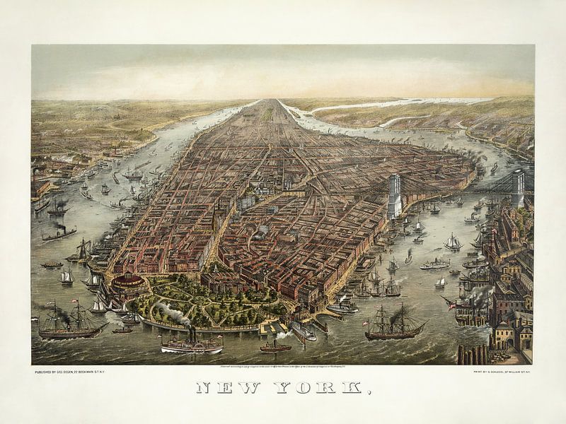 New York in vogelvucht - 1873 van Bibliotheek Beeld