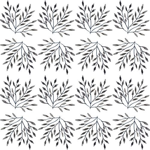 Warme grijze aquarel bladeren botanische symmetrische illustratie