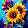 Tournesols aux couleurs de la vie et au pouvoir floral - Un hommage à l'indompté sur AidasignArt
