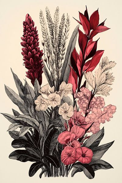 Vintage flowers and leaves illustration by Imperial Art House