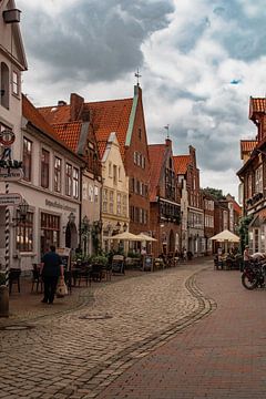 Schattig straatje in het Duitse dorpje Lüneburg van Lizet Wesselman