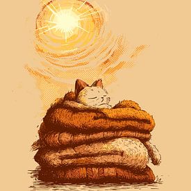A cat in a pile of cushions under the sun by Pixelbull Design