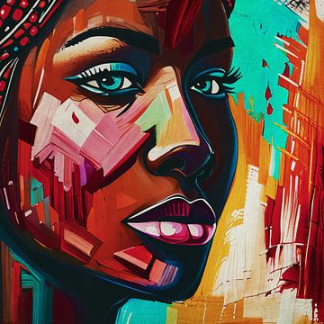 Femme africaine peinte au couteau à palette