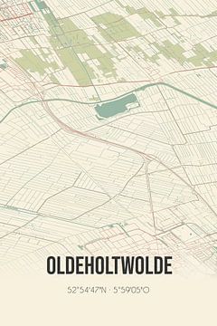 Vintage landkaart van Oldeholtwolde (Fryslan) van MijnStadsPoster