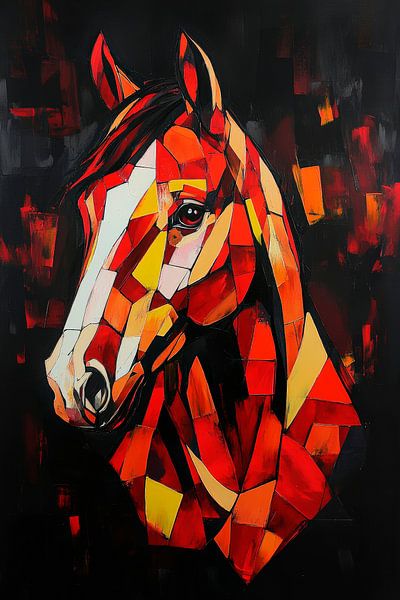 Horse portrait in warm colours - Abstract by Poster Art Shop
