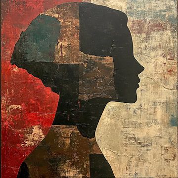 Silhouet Vrouw | Vrouw Gezicht met Kleurcontrast van Kunst Kriebels
