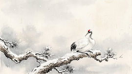 Crane in Winter Silence by my pixel art