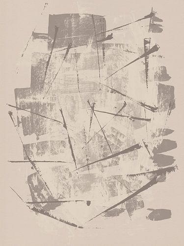 Zen kunst. Abstract penseelstrekenpatroon in taupe en wit.