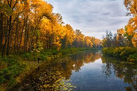 autumn landscape on the river by Mykhailo Sherman