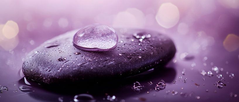 Gouttes d'eau sur pierre lisse par Poster Art Shop