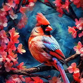Kardinaal vogel schilderij kleuren kunst #kardinaal van JBJart Justyna Jaszke