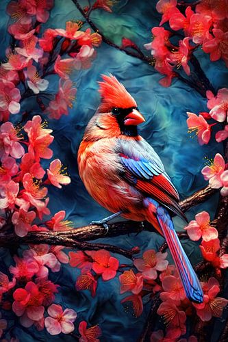 Kardinaal vogel schilderij kleuren kunst #kardinaal