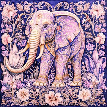 Elephant portrait in boho style by Vlindertuin Art