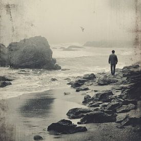Ruhige Küstenlandschaft mit Wanderer - Fine Art Photography von BowiScapes – Kunst und urbane Wandgestaltung