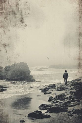 Quiet Coastal Landscape with Hiker - Fine Art Photography by BowiScapes - Fine Art and Urban Wall Art