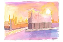 Hamburgs Hafen Speicherstadt im geheimnisvollen Sonnenlicht