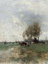 Cows in an open meadow landscape in front of a thatched farmhouse and a mill by Affect Fotografie thumbnail
