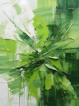 Abstract schilderij met groene verf