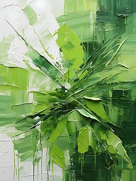 Abstract schilderij met groene verf van PixelPrestige