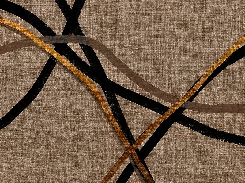 Minimalist abstract line art on linen: Coffee brown by Studio Pieternel