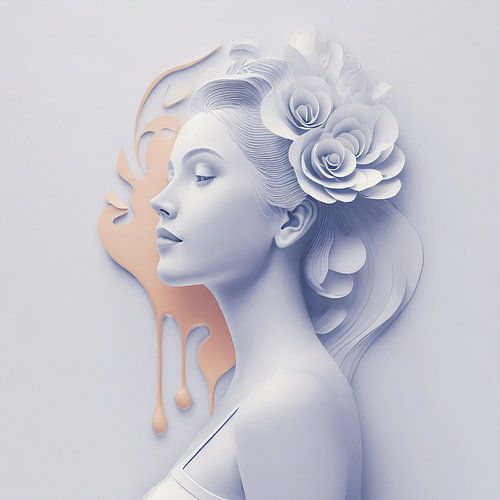 The ancient goddess portrait, portret van vrouw orange