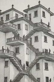 grafische Darstellung von Häusern und Treppen