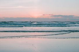 Surfing at sunset | Photo print coast Brittany France | Europe travel photography by HelloHappylife