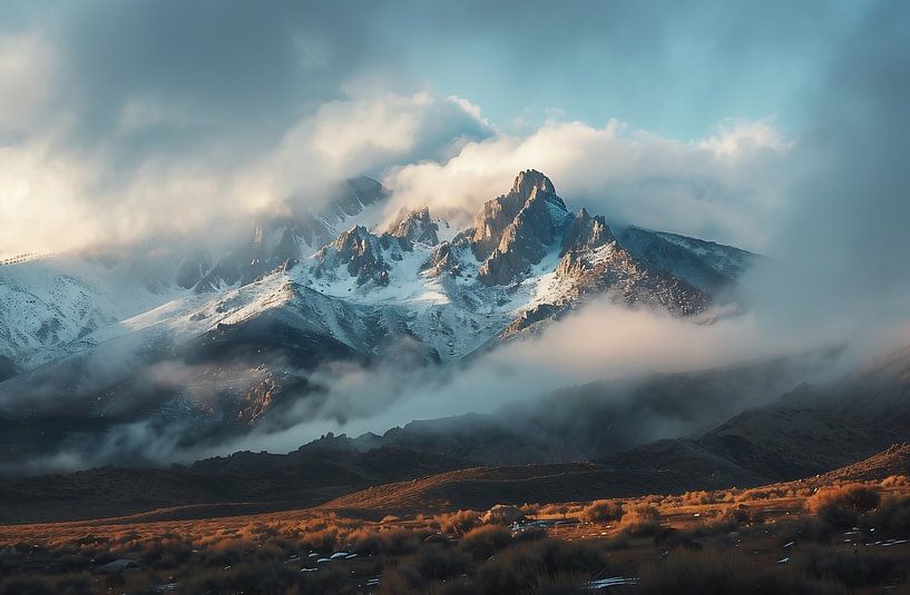 Sonnenstrahlen durchbrechen Berge von fernlichtsicht