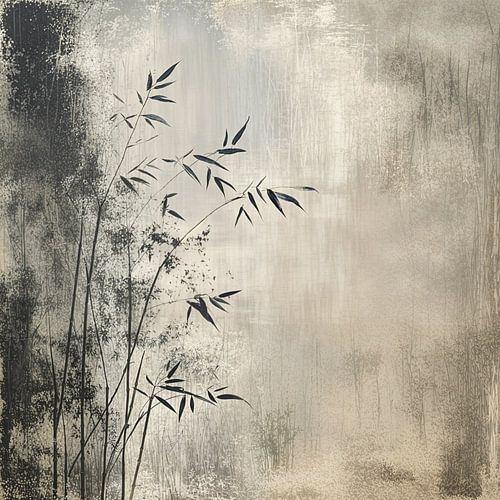 Meisterwerk im japanischen Wabi-Sabi-Stil mit neutralen Farbtönen