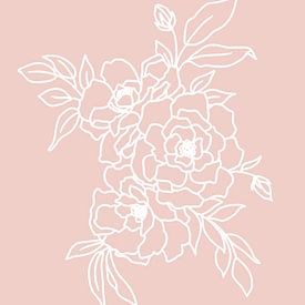 Illustratie van rozen met witte lijnen van KPstudio