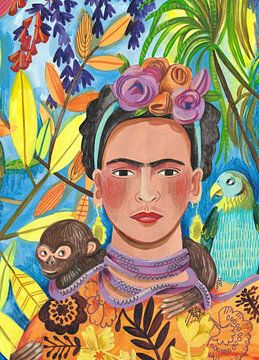 Frida et ses animaux sur Caroline Bonne Müller