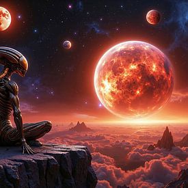 XENORYS - Ein Alien vor fremden Planeten am kosmischen Horizont von INFERAURUM